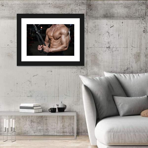 Young Man Train In The Gym Canvas Wall Art-3 Horizontal-Gallery Wrap-25" x 16"-Tiaracle