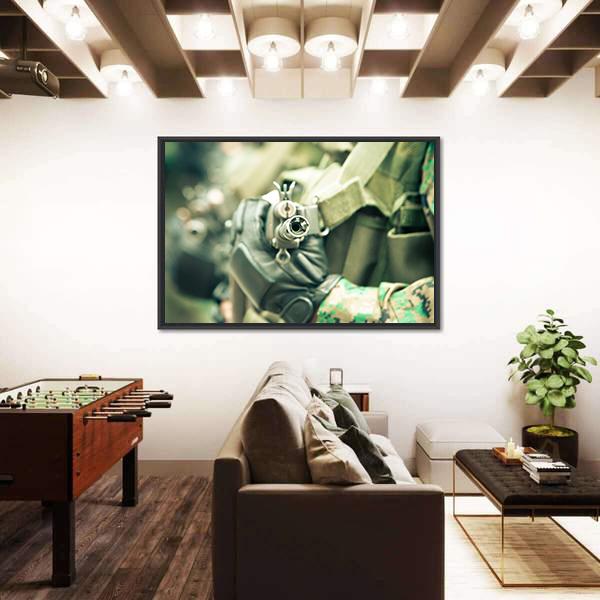 Young Soldiers With Guns Canvas Wall Art-3 Horizontal-Gallery Wrap-25" x 16"-Tiaracle