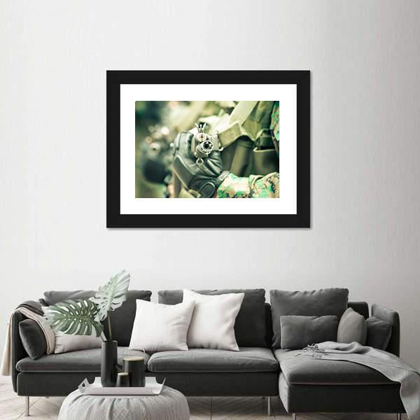 Young Soldiers With Guns Canvas Wall Art-3 Horizontal-Gallery Wrap-25" x 16"-Tiaracle