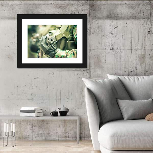 Young Soldiers With Guns Canvas Wall Art-3 Horizontal-Gallery Wrap-25" x 16"-Tiaracle