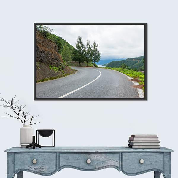 Yunnan Lugu Lake Road In China Canvas Wall Art-1 Piece-Floating Frame-24" x 16"-Tiaracle