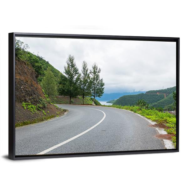 Yunnan Lugu Lake Road In China Canvas Wall Art-3 Horizontal-Gallery Wrap-25" x 16"-Tiaracle