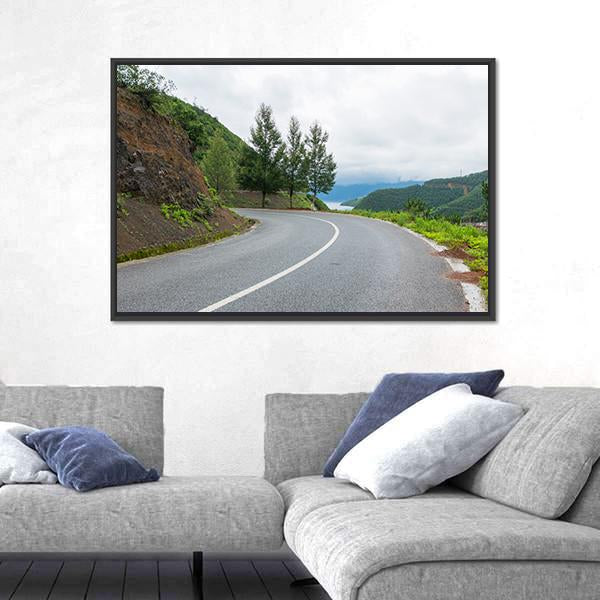 Yunnan Lugu Lake Road In China Canvas Wall Art-3 Horizontal-Gallery Wrap-25" x 16"-Tiaracle