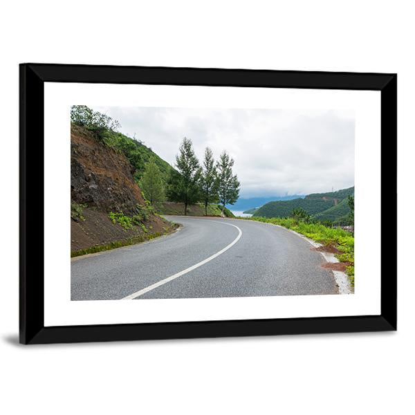 Yunnan Lugu Lake Road In China Canvas Wall Art-3 Horizontal-Gallery Wrap-25" x 16"-Tiaracle