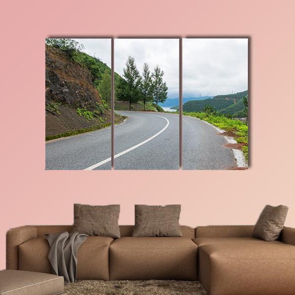 Yunnan Lugu Lake Road In China Canvas Wall Art-3 Horizontal-Gallery Wrap-37" x 24"-Tiaracle