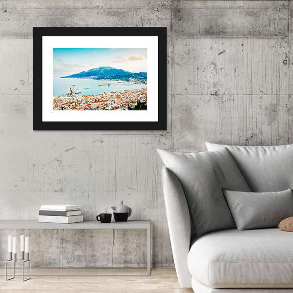 Zaante Town And Ionian Sea Harbour Canvas Wall Art-3 Horizontal-Gallery Wrap-25" x 16"-Tiaracle