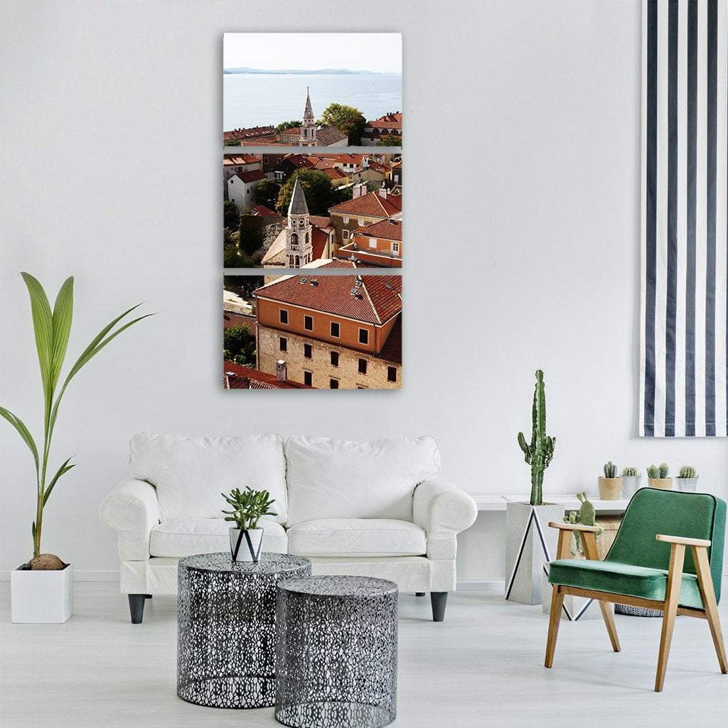 Zadar City View In Croatia Vertical Canvas Wall Art-3 Vertical-Gallery Wrap-12" x 25"-Tiaracle