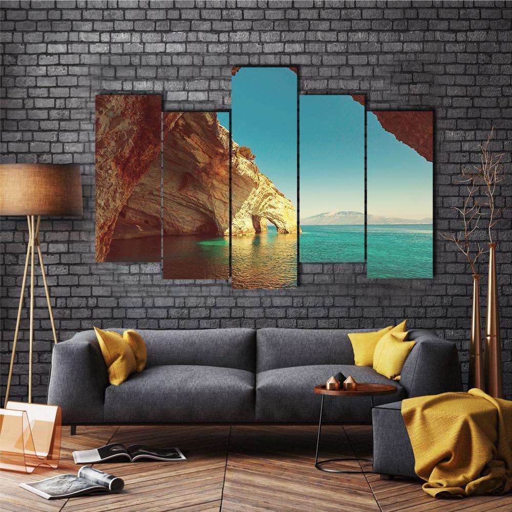 Zakynthos Island In Greece Canvas Wall Art-5 Pop-Gallery Wrap-47" x 32"-Tiaracle