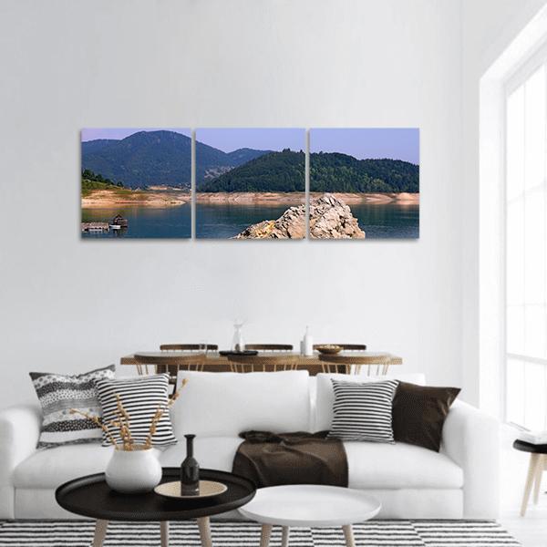 Zaovine Lake On Tara Mountain Landscape Panoramic Canvas Wall Art-3 Piece-25" x 08"-Tiaracle