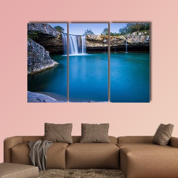 Zarecki Krov Waterfall In Croatia Canvas Wall Art-3 Horizontal-Gallery Wrap-37" x 24"-Tiaracle