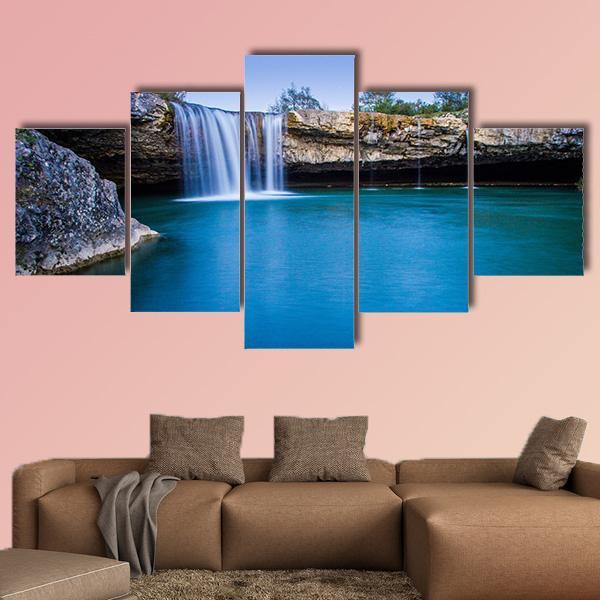 Zarecki Krov Waterfall In Croatia Canvas Wall Art-5 Star-Gallery Wrap-62" x 32"-Tiaracle