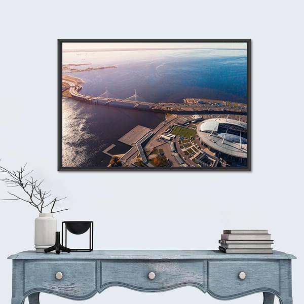 Zenit Arena In Russia Canvas Wall Art-1 Piece-Floating Frame-24" x 16"-Tiaracle