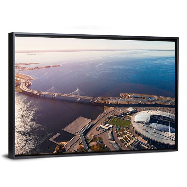 Zenit Arena In Russia Canvas Wall Art-3 Horizontal-Gallery Wrap-25" x 16"-Tiaracle