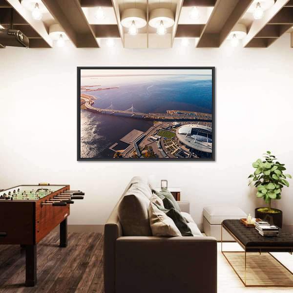 Zenit Arena In Russia Canvas Wall Art-3 Horizontal-Gallery Wrap-25" x 16"-Tiaracle