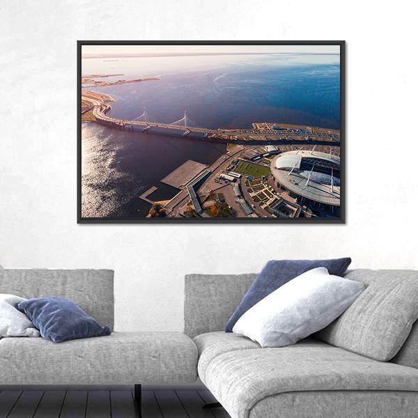 Zenit Arena In Russia Canvas Wall Art-3 Horizontal-Gallery Wrap-25" x 16"-Tiaracle