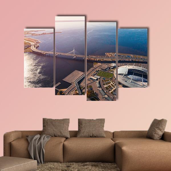 Zenit Arena In Russia Canvas Wall Art-4 Pop-Gallery Wrap-50" x 32"-Tiaracle