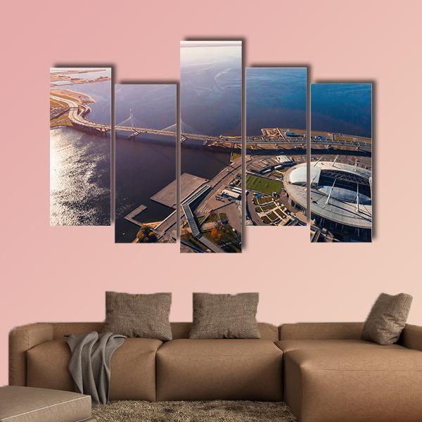 Zenit Arena In Russia Canvas Wall Art-5 Pop-Gallery Wrap-47" x 32"-Tiaracle