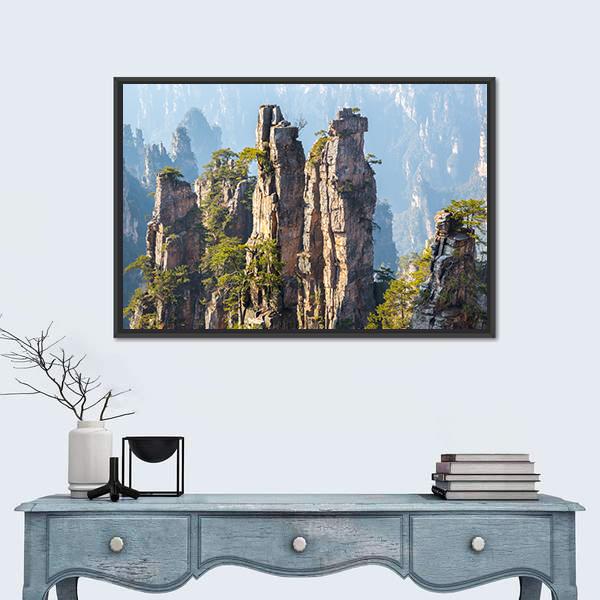 Zhangjiajie Forest Park In Wulingyuan China Canvas Wall Art-1 Piece-Floating Frame-24" x 16"-Tiaracle