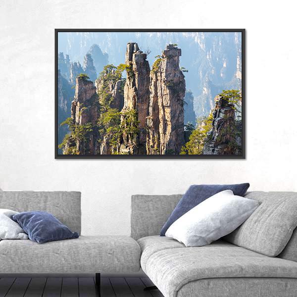Zhangjiajie Forest Park In Wulingyuan China Canvas Wall Art-3 Horizontal-Gallery Wrap-25" x 16"-Tiaracle