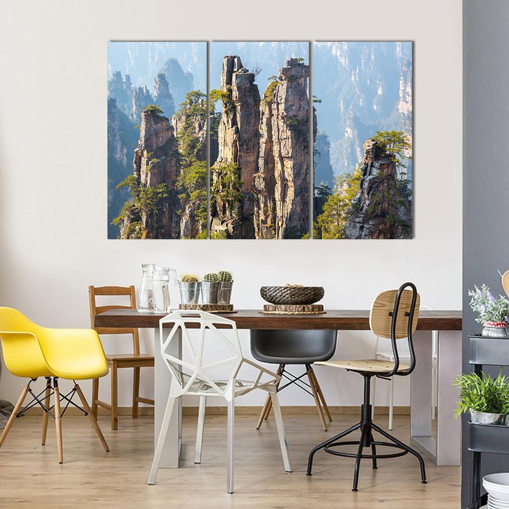 Zhangjiajie Forest Park In Wulingyuan China Canvas Wall Art-3 Horizontal-Gallery Wrap-37" x 24"-Tiaracle
