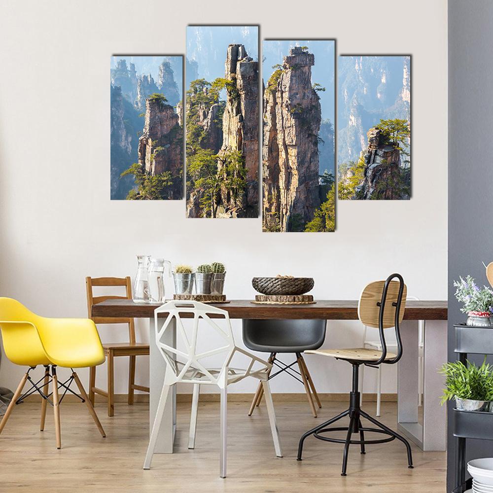 Zhangjiajie Forest Park In Wulingyuan China Canvas Wall Art-4 Pop-Gallery Wrap-50" x 32"-Tiaracle