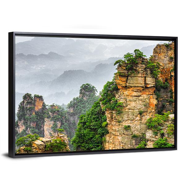 Zhangjiajie National Forest Park Canvas Wall Art-3 Horizontal-Gallery Wrap-25" x 16"-Tiaracle