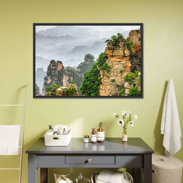 Zhangjiajie National Forest Park Canvas Wall Art-1 Piece-Floating Frame-24" x 16"-Tiaracle