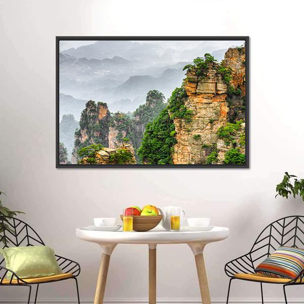 Zhangjiajie National Forest Park Canvas Wall Art-3 Horizontal-Gallery Wrap-25" x 16"-Tiaracle