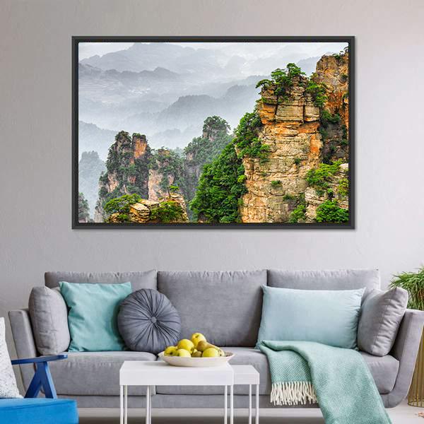 Zhangjiajie National Forest Park Canvas Wall Art-3 Horizontal-Gallery Wrap-25" x 16"-Tiaracle