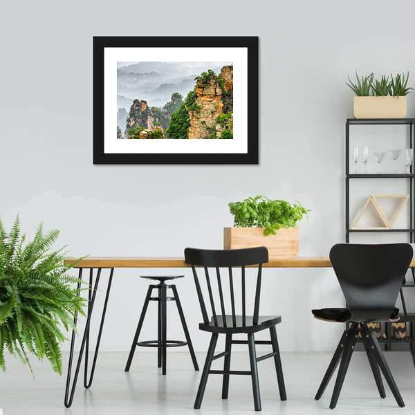 Zhangjiajie National Forest Park Canvas Wall Art-3 Horizontal-Gallery Wrap-25" x 16"-Tiaracle