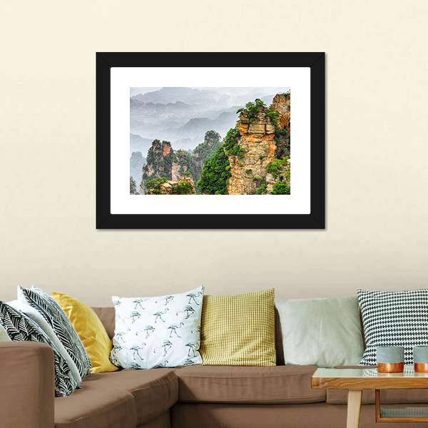 Zhangjiajie National Forest Park Canvas Wall Art-3 Horizontal-Gallery Wrap-25" x 16"-Tiaracle