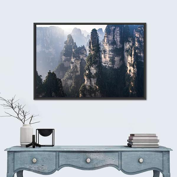 Zhangjiajie National Forest Park In China Canvas Wall Art-1 Piece-Floating Frame-24" x 16"-Tiaracle