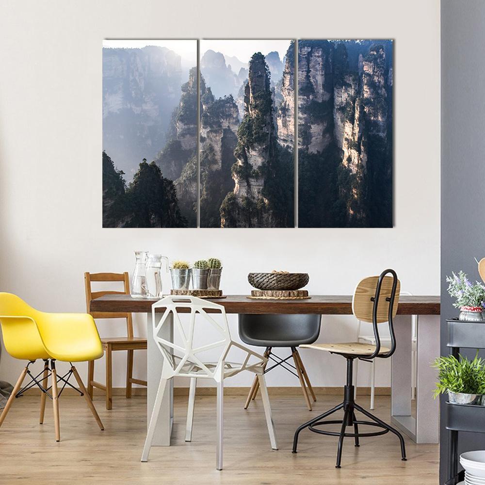 Zhangjiajie National Forest Park In China Canvas Wall Art-3 Horizontal-Gallery Wrap-37" x 24"-Tiaracle