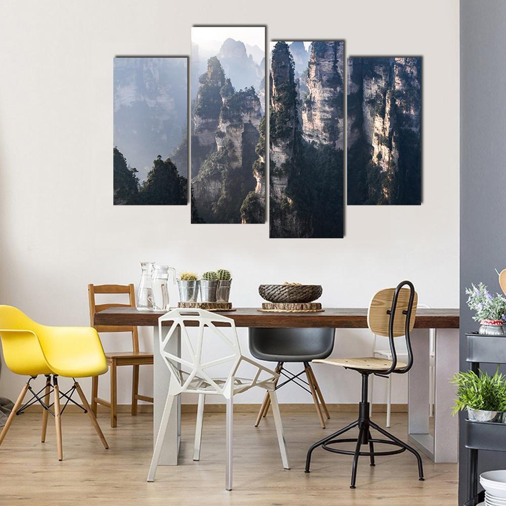 Zhangjiajie National Forest Park In China Canvas Wall Art-4 Pop-Gallery Wrap-50" x 32"-Tiaracle