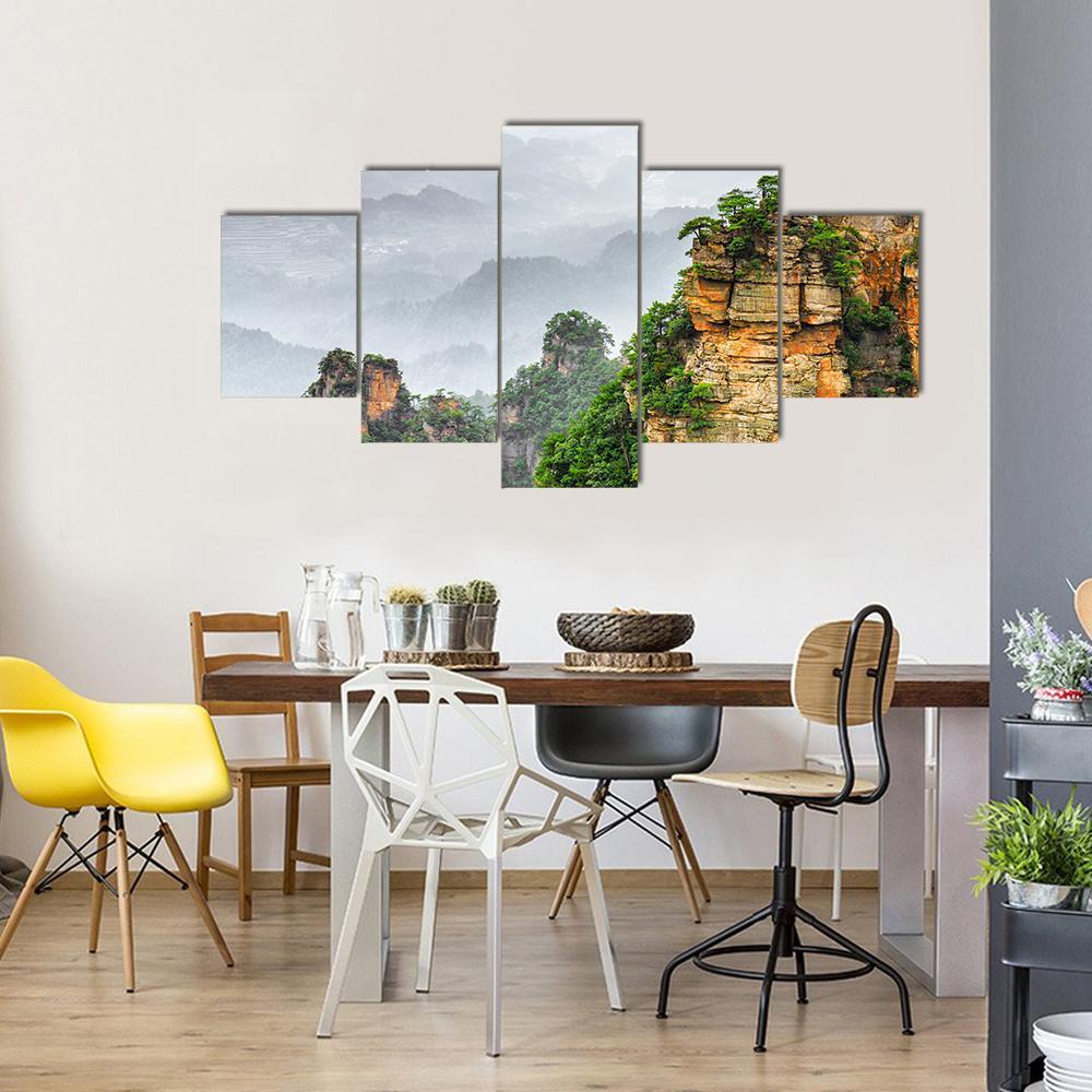 Zhangjiajie National Forest Park Canvas Wall Art-5 Star-Gallery Wrap-62" x 32"-Tiaracle