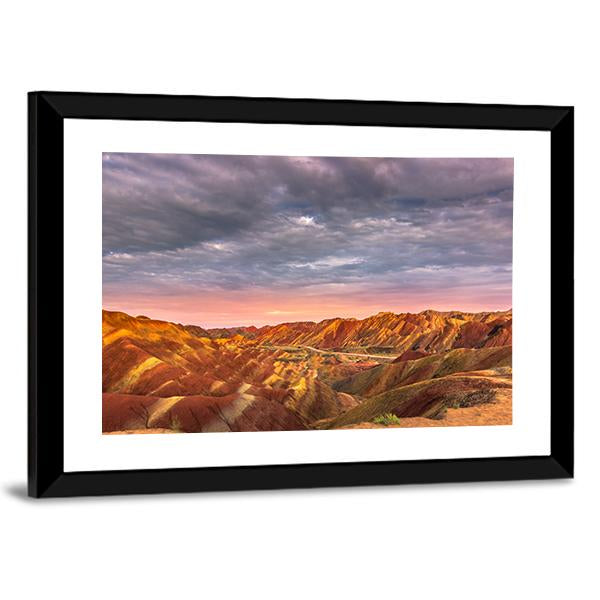 Zhangye China Rainbow Mountains Canvas Wall Art-3 Horizontal-Gallery Wrap-25" x 16"-Tiaracle
