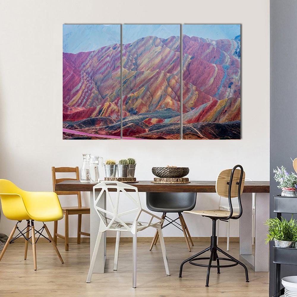 Zhangye National Geopark Canvas Wall Art-3 Horizontal-Gallery Wrap-37" x 24"-Tiaracle