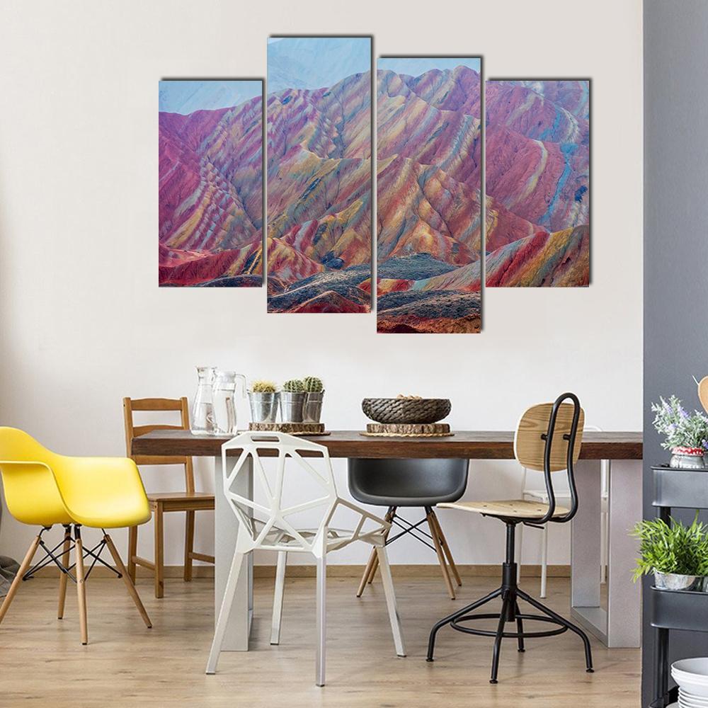 Zhangye National Geopark Canvas Wall Art-4 Pop-Gallery Wrap-50" x 32"-Tiaracle