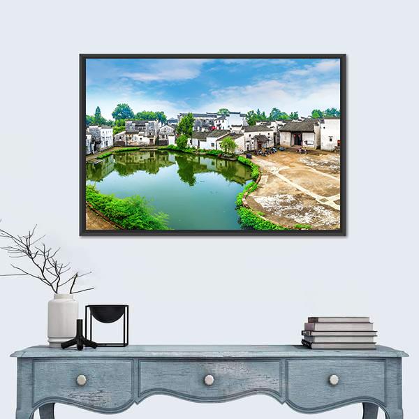 Zhuge Bagua Village Scenic Area Canvas Wall Art-1 Piece-Floating Frame-24" x 16"-Tiaracle