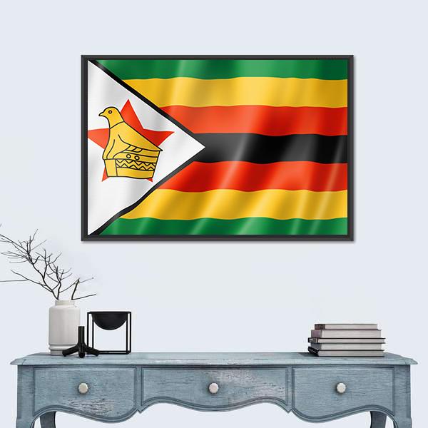 Zimbabwe Flag Canvas Wall Art-1 Piece-Floating Frame-24" x 16"-Tiaracle