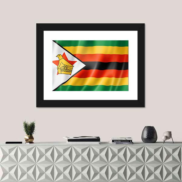 Zimbabwe Flag Canvas Wall Art-1 Piece-Framed Print-20" x 16"-Tiaracle