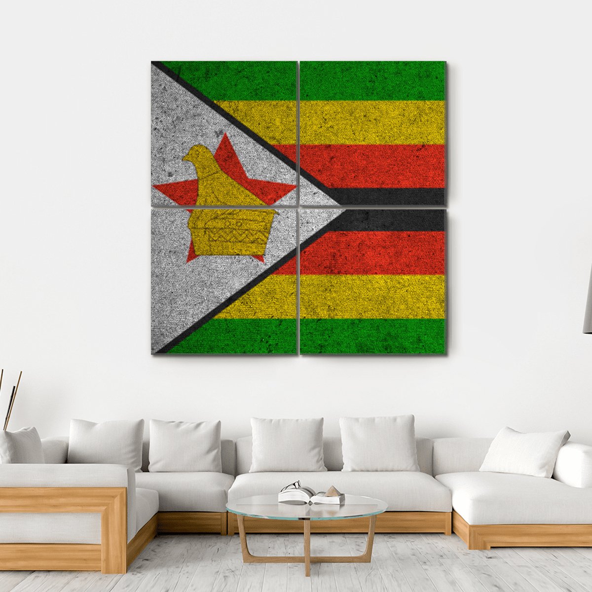 Zimbabwe Flag Canvas Wall Art-4 Square-Gallery Wrap-17" x 17"-Tiaracle