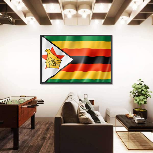 Zimbabwe Flag Canvas Wall Art-5 Horizontal-Gallery Wrap-22" x 12"-Tiaracle