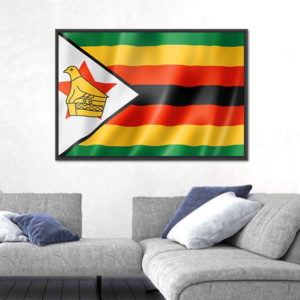 Zimbabwe Flag Canvas Wall Art-5 Horizontal-Gallery Wrap-22" x 12"-Tiaracle