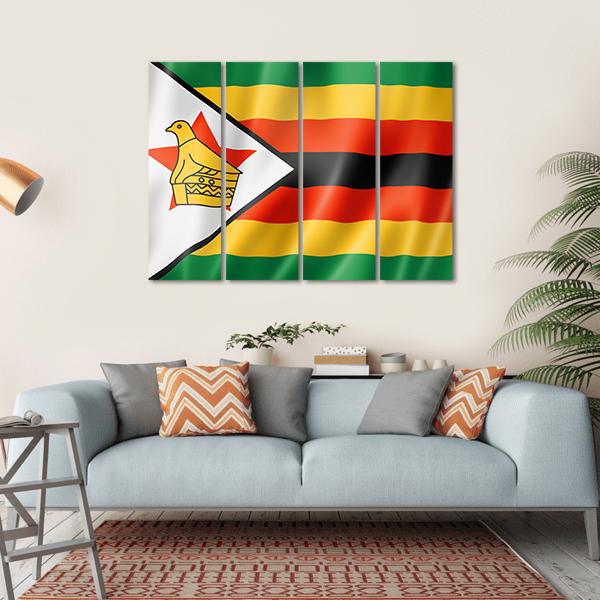Zimbabwe Flag Canvas Wall Art-4 Horizontal-Gallery Wrap-34" x 24"-Tiaracle