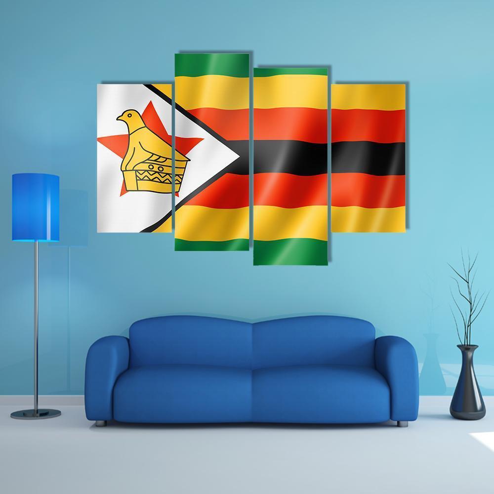 Zimbabwe Flag Canvas Wall Art-4 Pop-Gallery Wrap-50" x 32"-Tiaracle