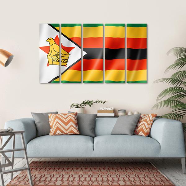 Zimbabwe Flag Canvas Wall Art-5 Horizontal-Gallery Wrap-22" x 12"-Tiaracle