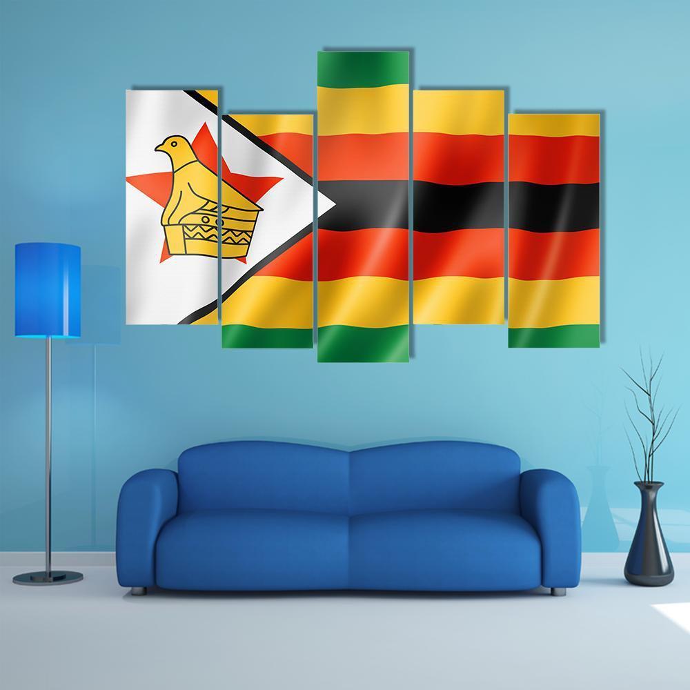 Zimbabwe Flag Canvas Wall Art-5 Pop-Gallery Wrap-47" x 32"-Tiaracle