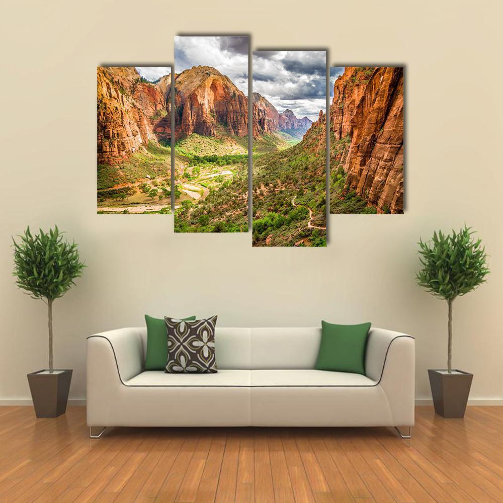 Zion National Park Canvas Wall Art-4 Pop-Gallery Wrap-50" x 32"-Tiaracle
