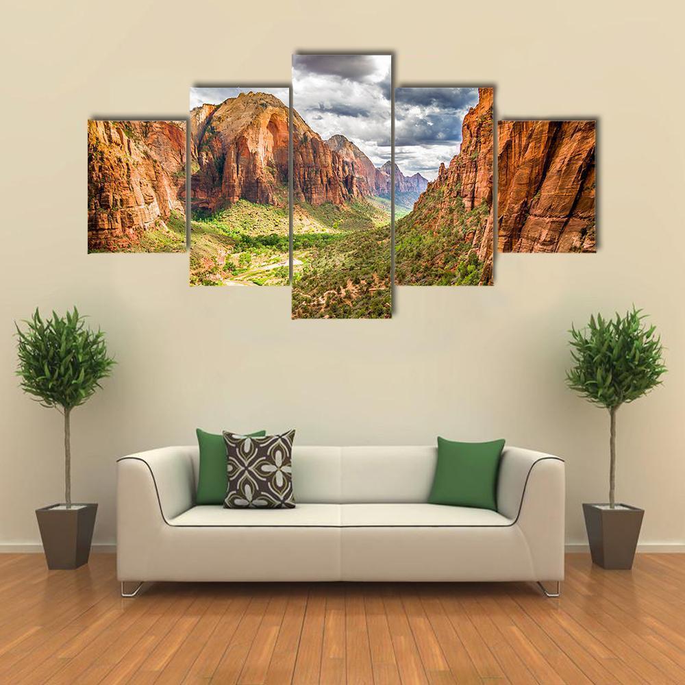 Zion National Park Canvas Wall Art-5 Star-Gallery Wrap-62" x 32"-Tiaracle